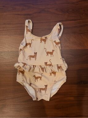Rylee + Cru Cheetah Ruffle One-Piece Swimsuit- size 12-18m